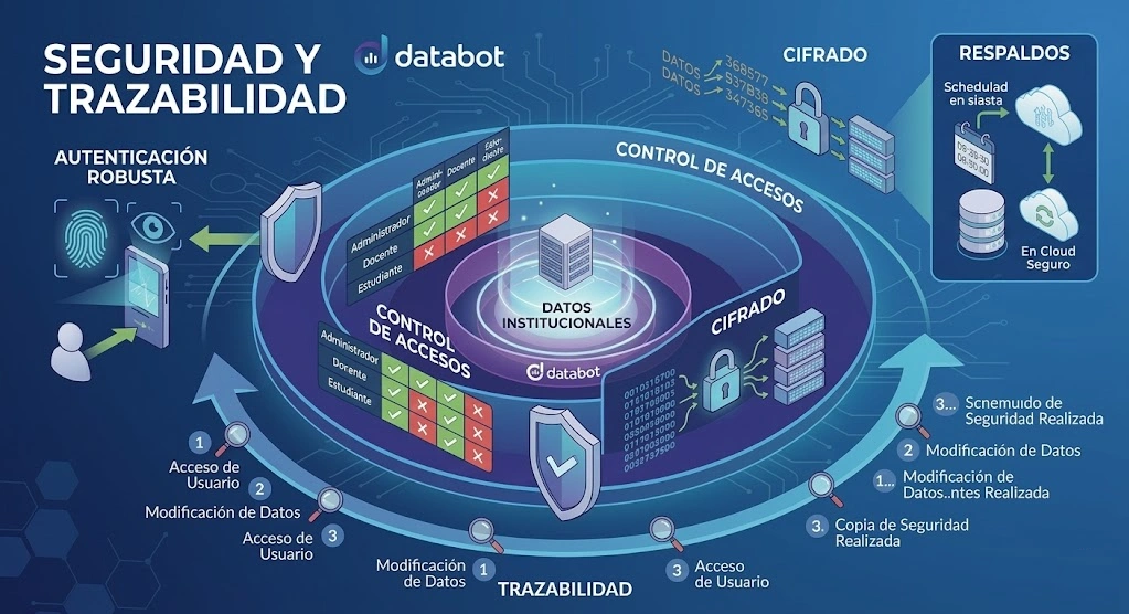 Infraestructura tecnológica DATABOT: arquitectura escalable, sincronización híbrida y seguridad para entornos educativos